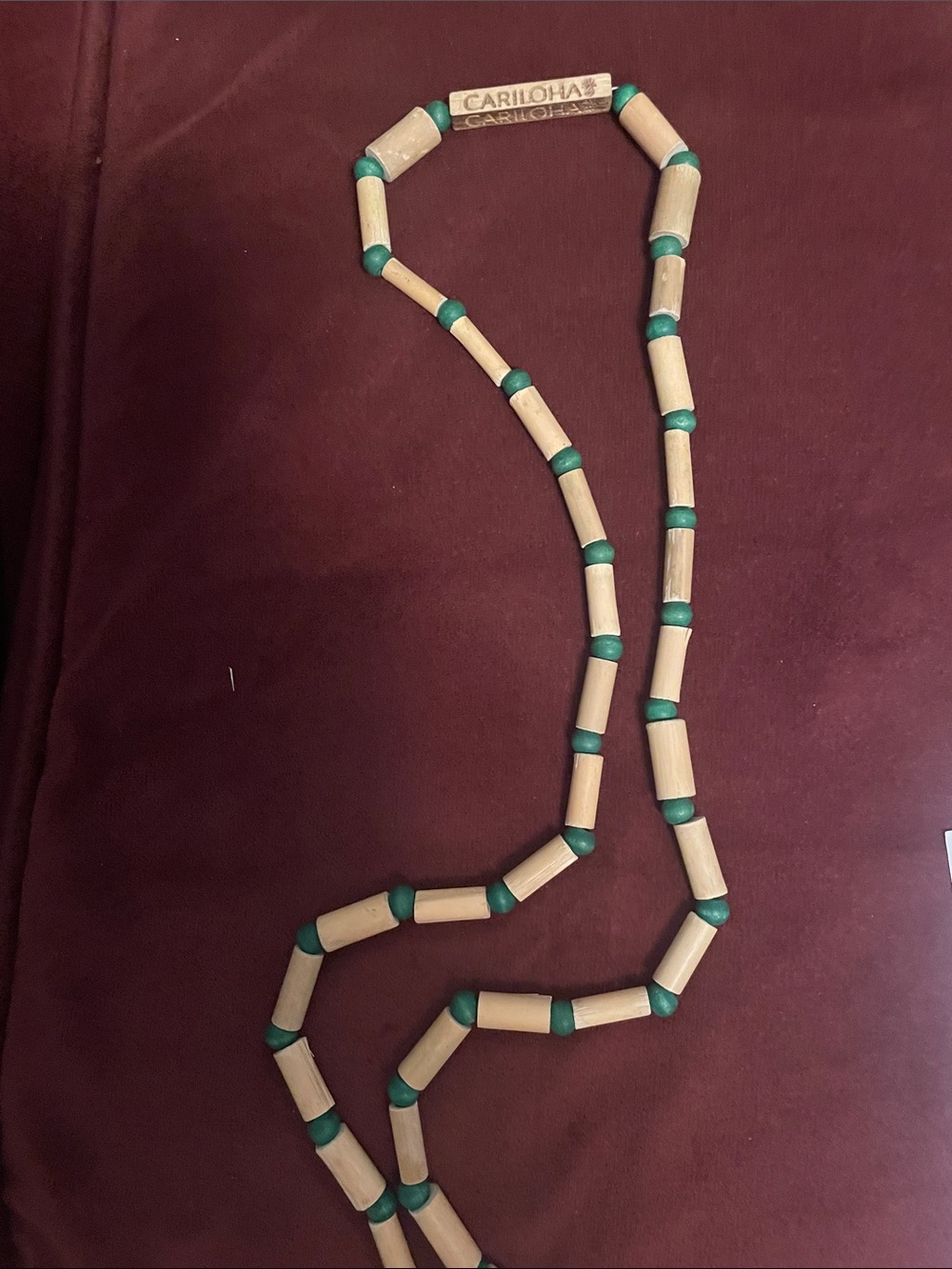 Green and Natural Wood Beaded Necklace